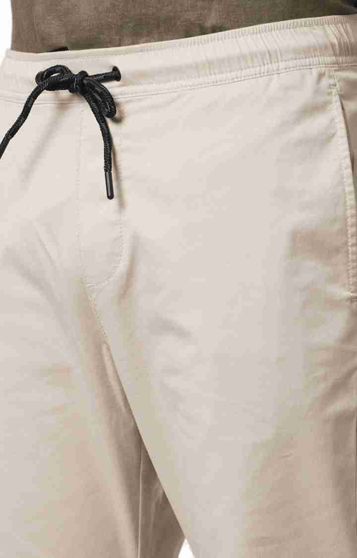 Celio* Cotton Jogger Fit Beige Trouser