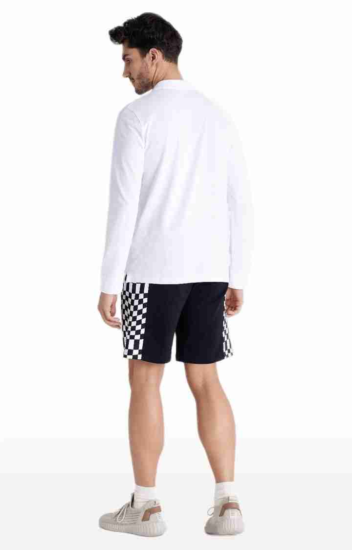 Celio* Rick & Morty Checked Regular Fit Black Shorts