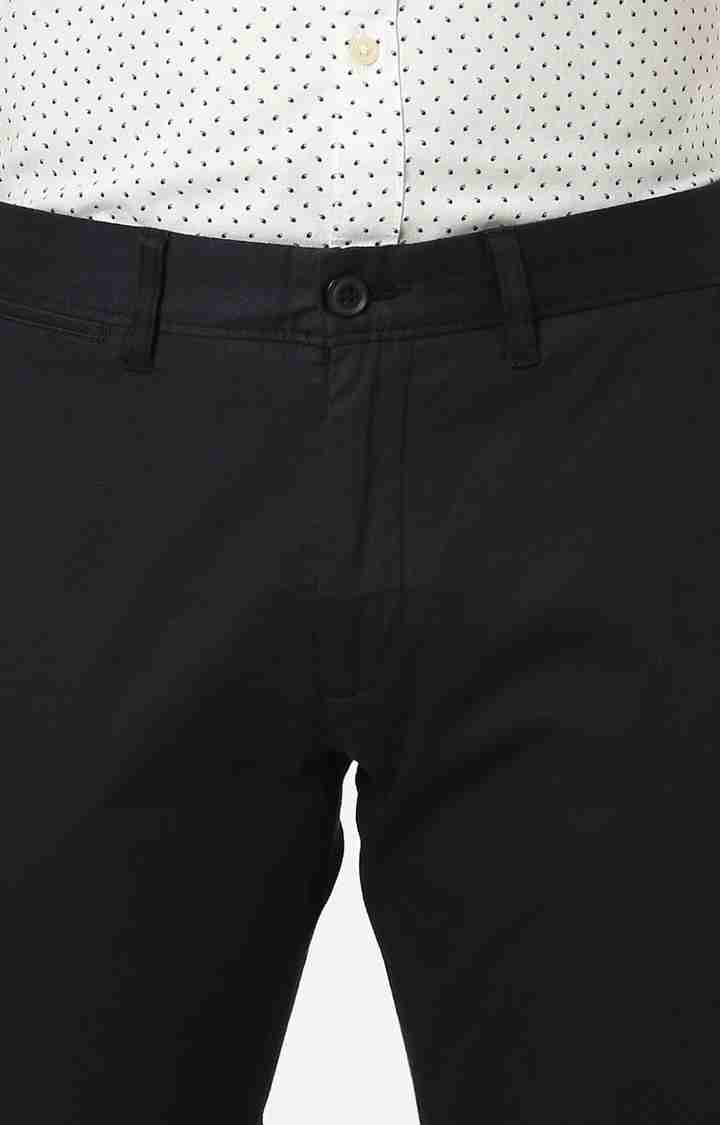 Celio* Linen-Blend Slim Fit Navy Blue Trouser