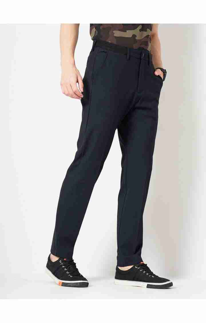 Celio* Cotton Slim Fit Navy Blue Trouser