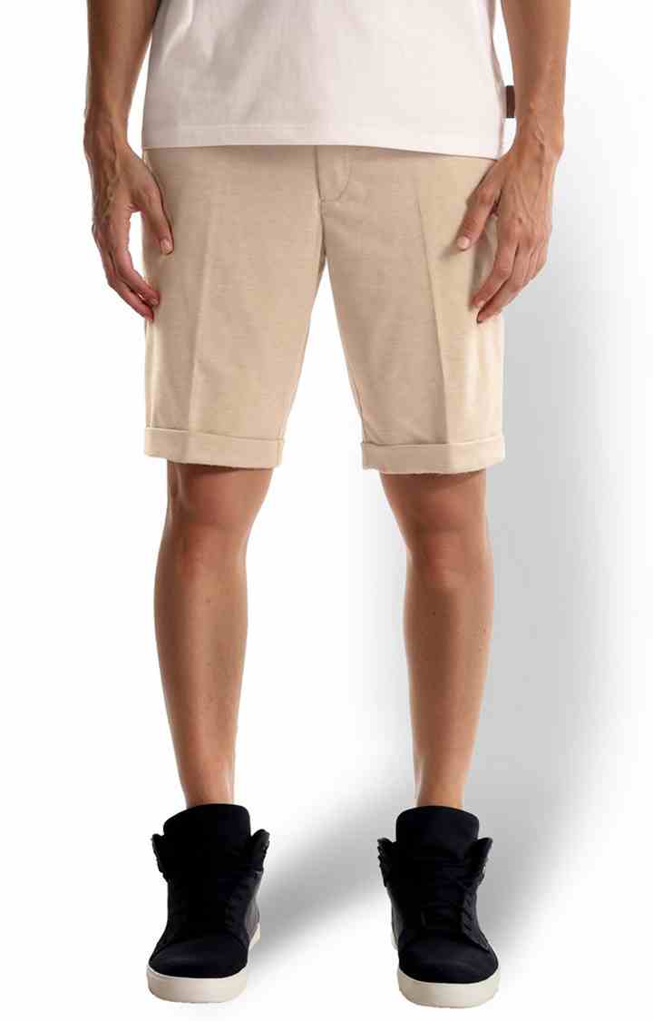 Celio* Polyester Regular Fit Beige Shorts