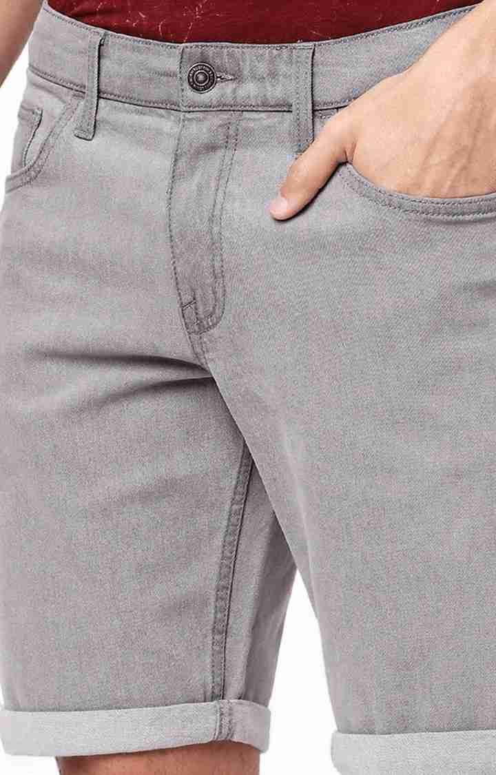 Celio* Cotton-Blend Regular Fit Grey Shorts