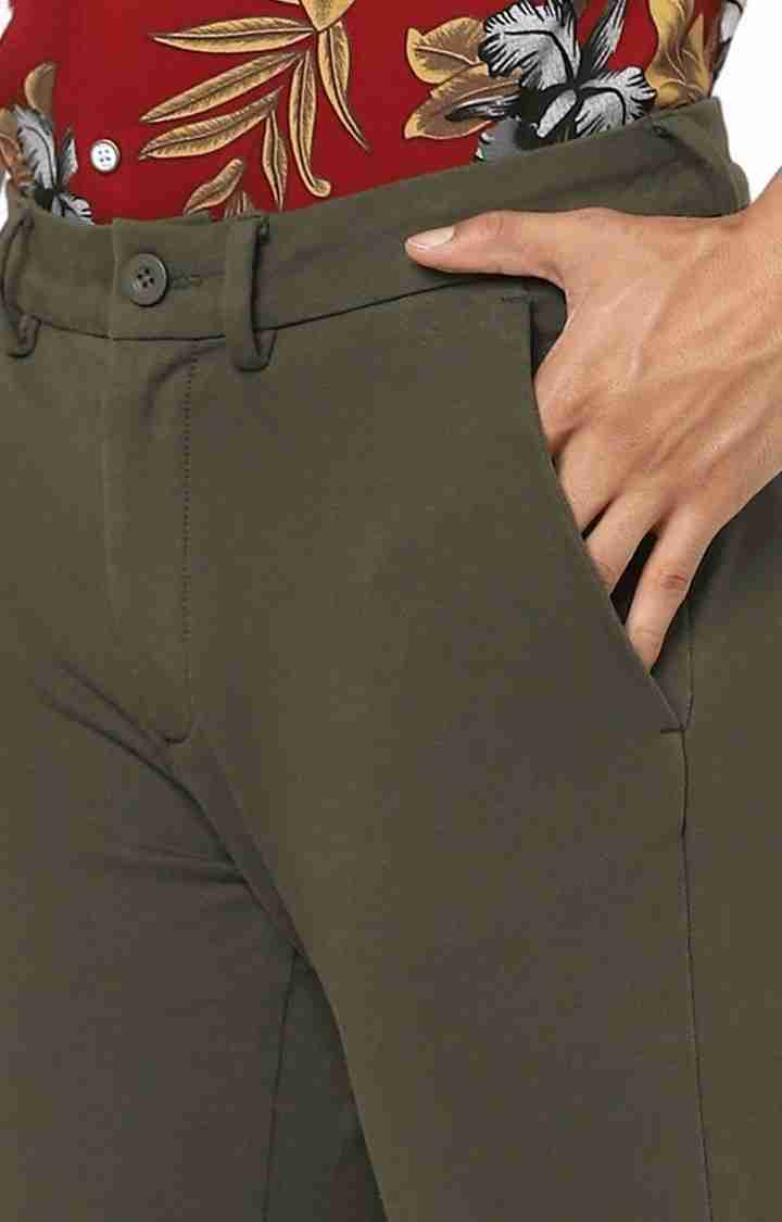 Celio* Workwear Cotton Regular Fit Olive Trouser