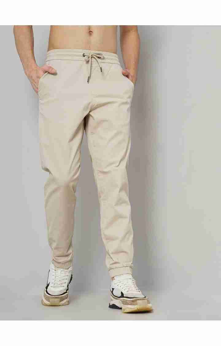 Celio* Cotton-Blend Slim Fit Beige Trouser