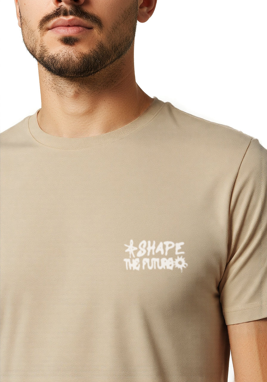 Celio* Men Beige Printed Oversized Cotton T-shirt