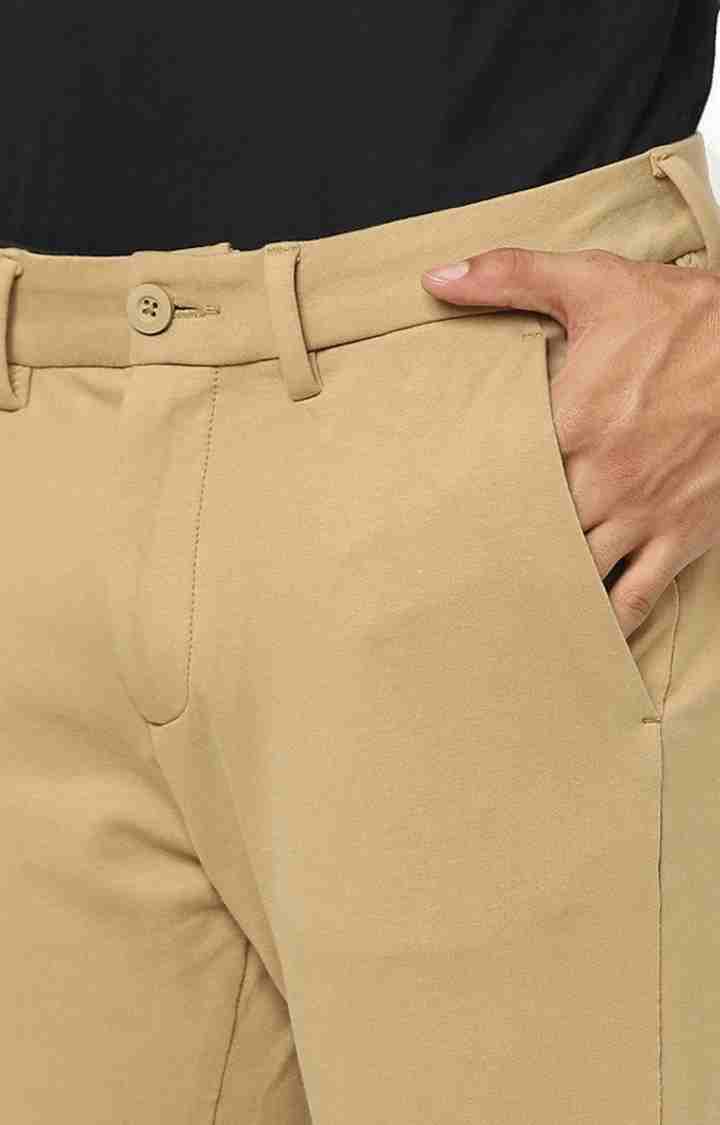 Celio* Cotton Regular Fit Beige Trouser
