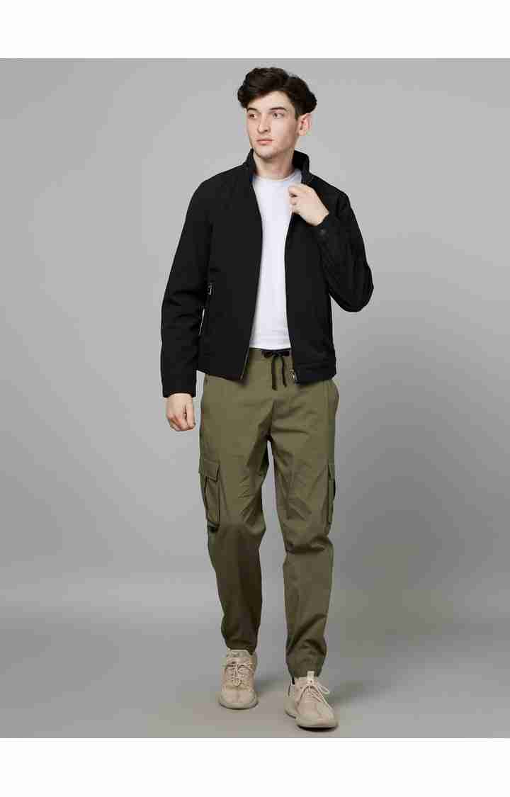 Celio* Cotton Regular Fit Dark Olive Trouser