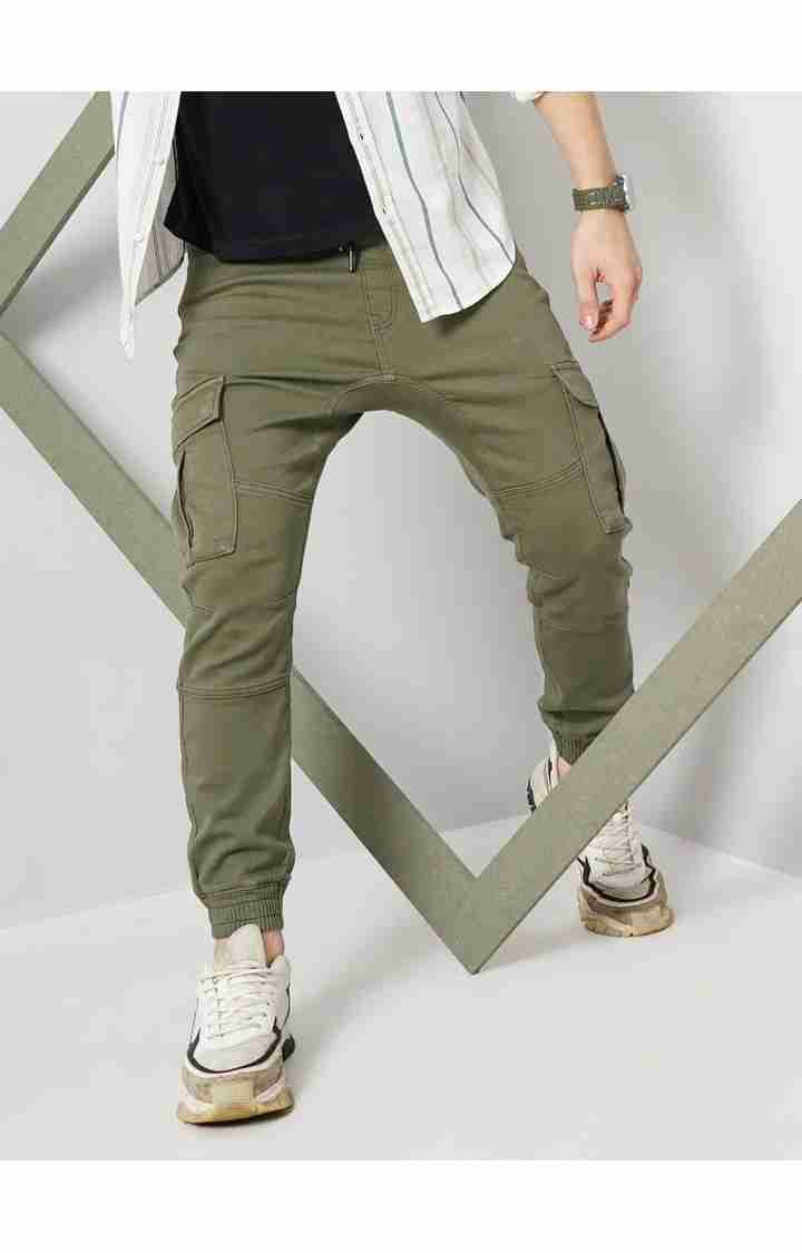 Celio* Cotton-Poly-Blend Regular Fit Olive Trouser