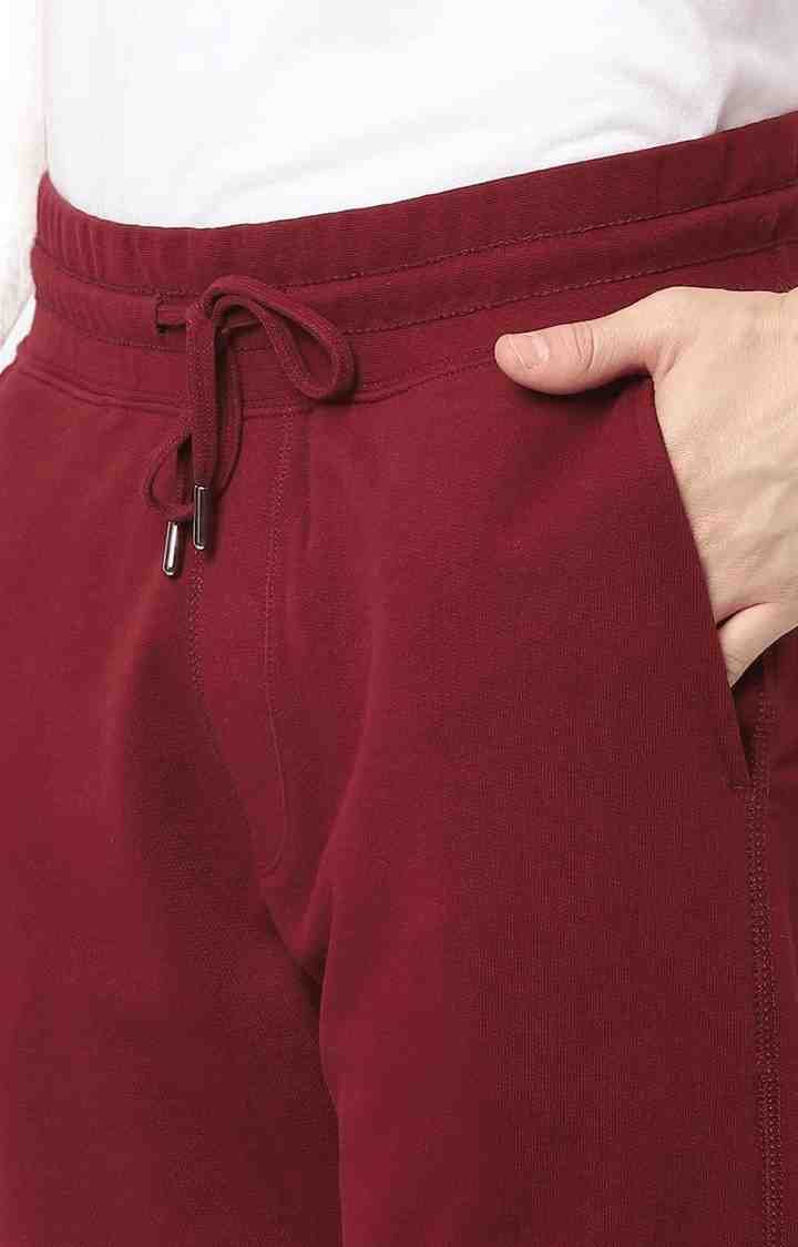 Celio* Cotton Jogger Fit Burgundy Trouser