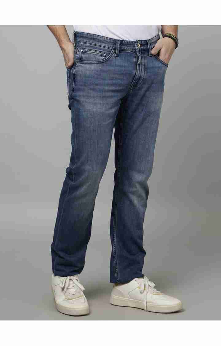 Celio* Cotton-Blend Straight Slim Fit Navy Blue Jean