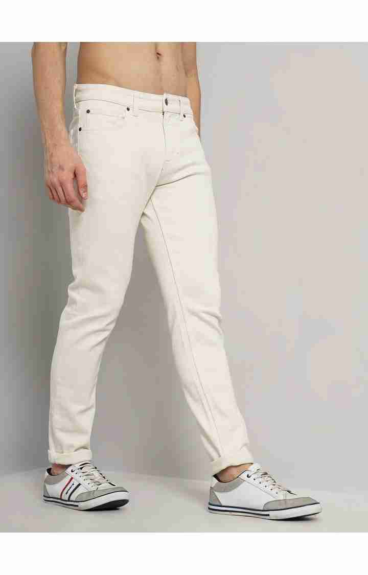 Celio* Cotton-Blend Skinny Fit Off White Jean