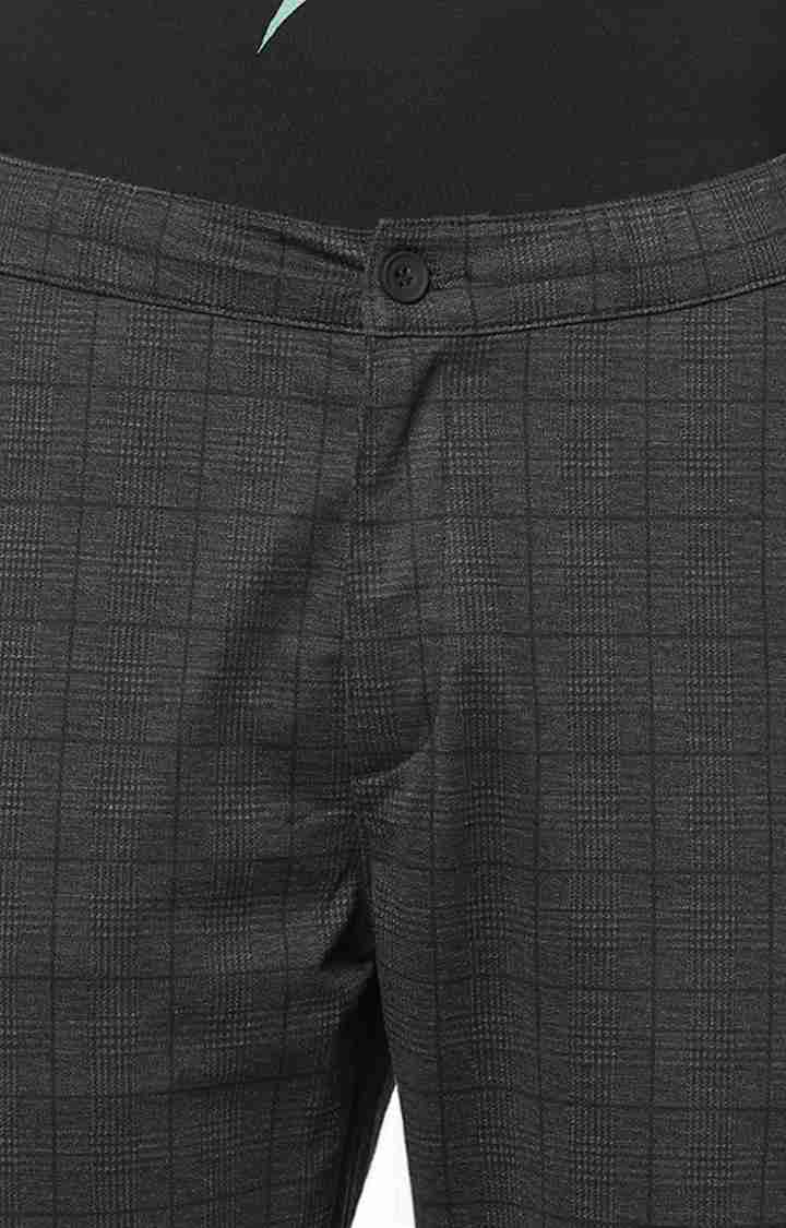 Celio* Checked Slim Fit Grey Trouser