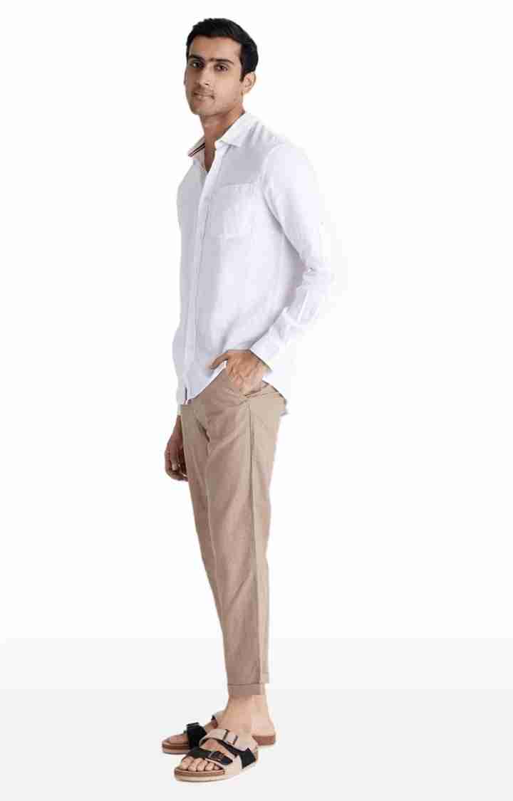 Celio* Cotton Straight Fit Beige Trouser