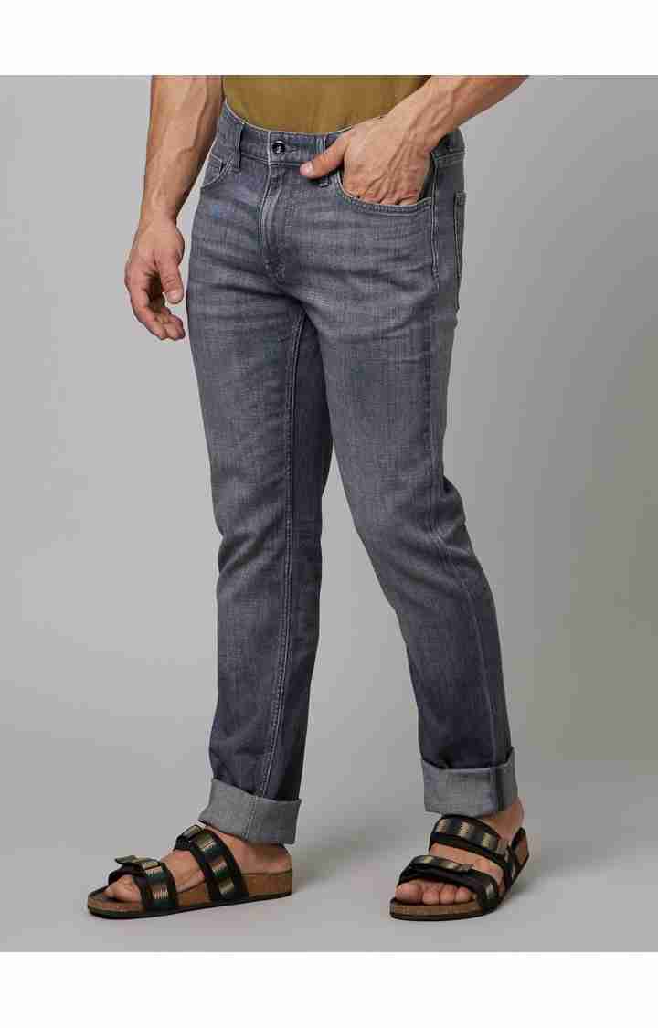 Celio* Cotton-Blend Straight Slim Fit Grey Jean