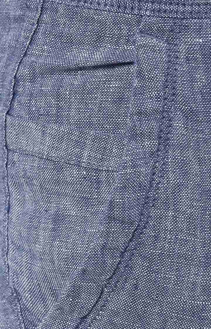 Celio* Linen Regular Fit Blue Trouser