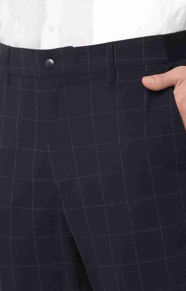 Celio* Checked Slim Fit Blue Trouser