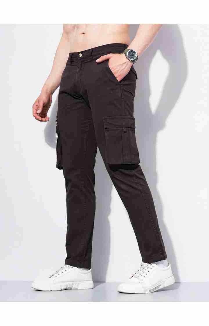 Celio* Cotton-Poly-Blend Regular Fit Brown Trouser