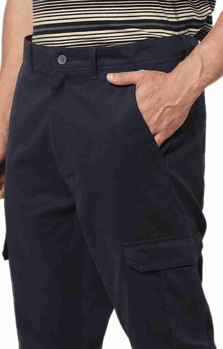 Celio* Cotton Slim Fit Navy Blue Trouser