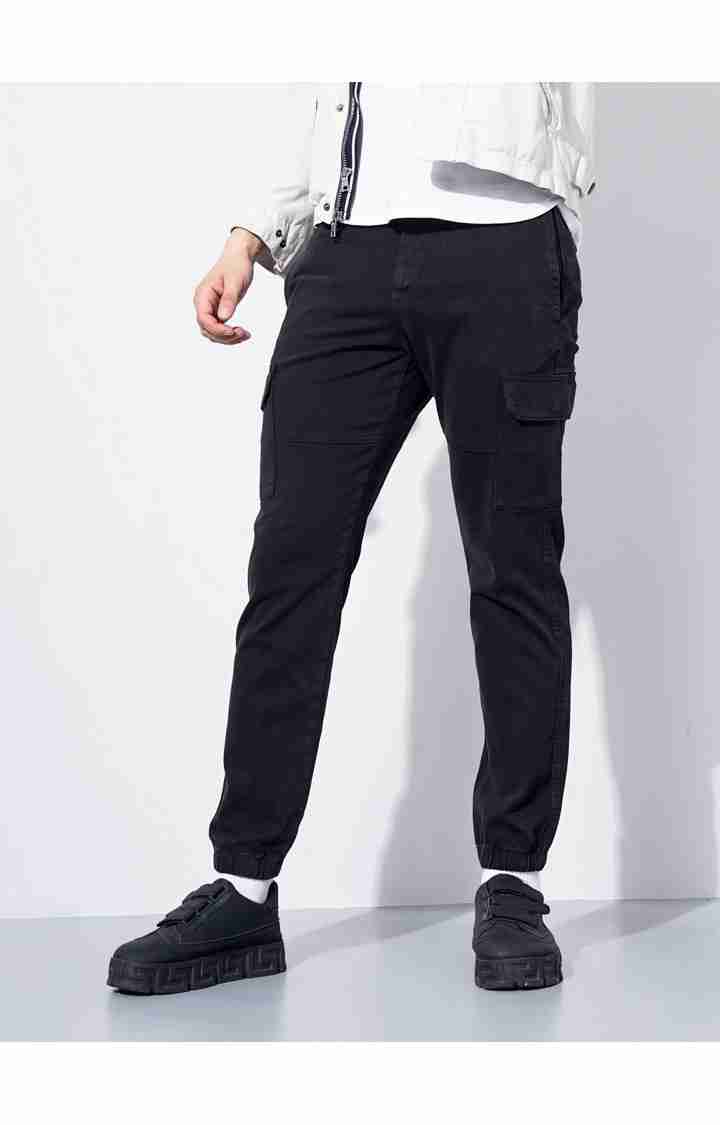 Celio* Cotton-Poly-Blend Slim Fit Black Trouser
