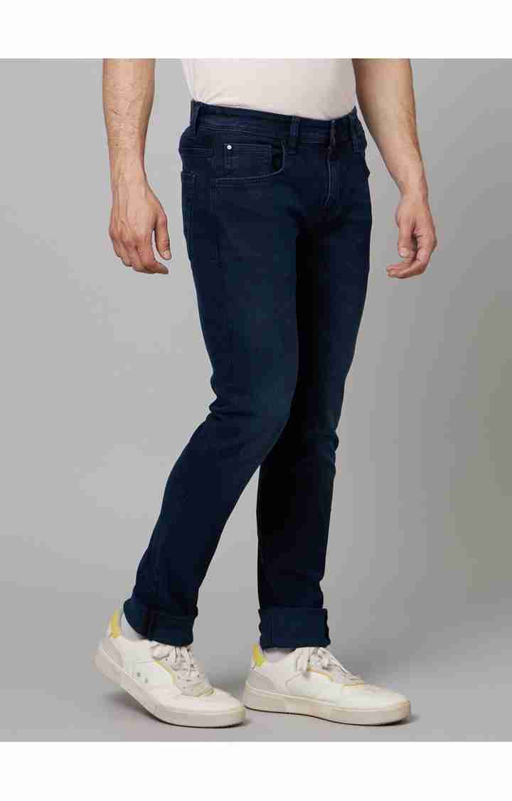 Celio* Cotton-Blend Slim Fit Navy Blue Jean