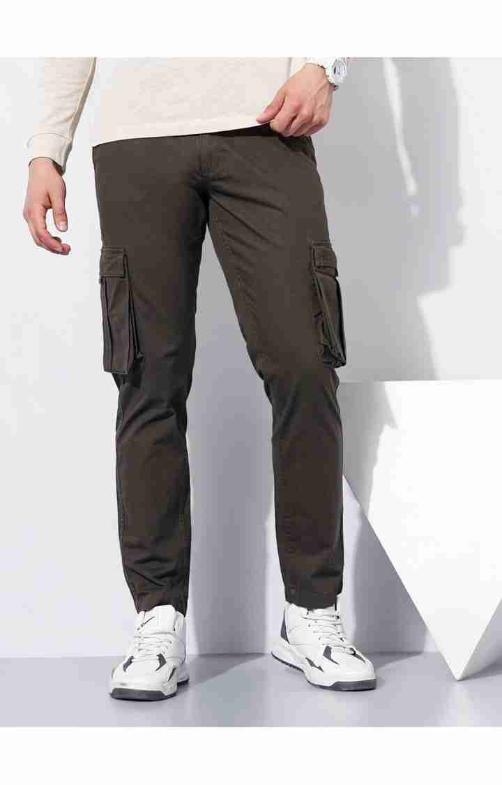 Celio* Cotton-Poly-Blend Regular Fit Brown Trouser