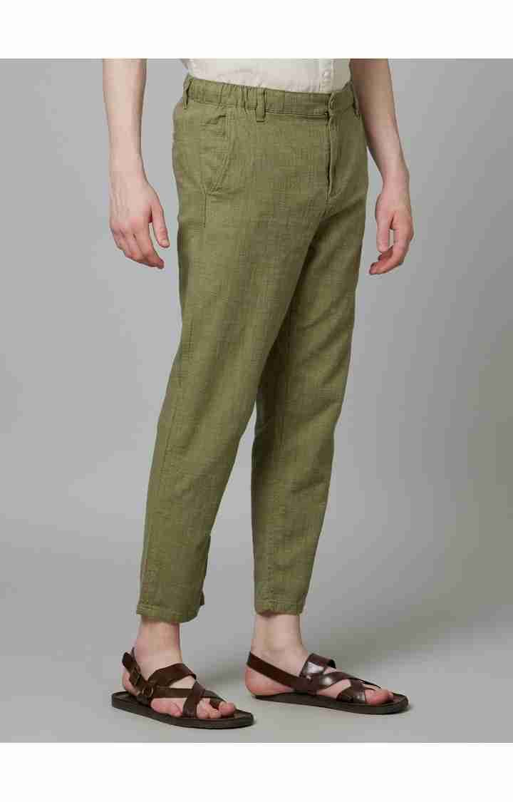 Celio* Cotton Relaxed Fit Olive Trouser