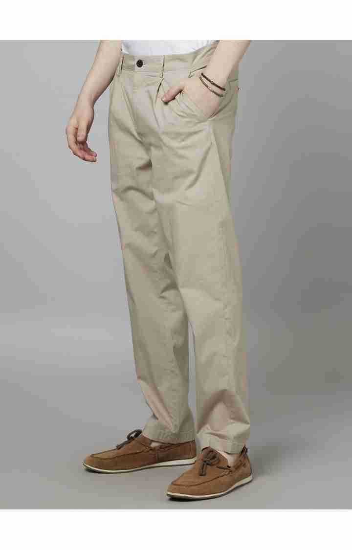 Celio* Workwear Cotton-Blend Relaxed Fit Beige Trouser