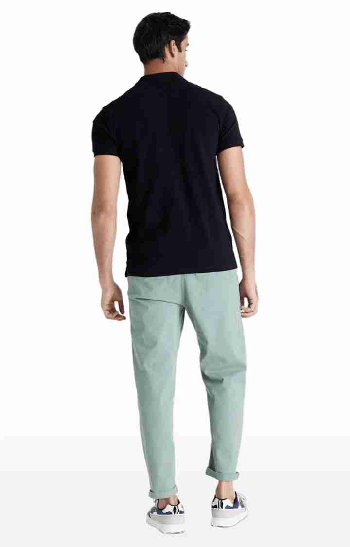 Celio* Cotton-Blend Relaxed Fit Green Trouser