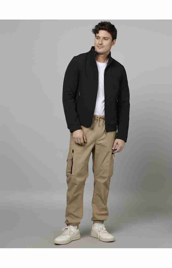 Celio* Cotton-Blend Regular Fit Beige Trouser