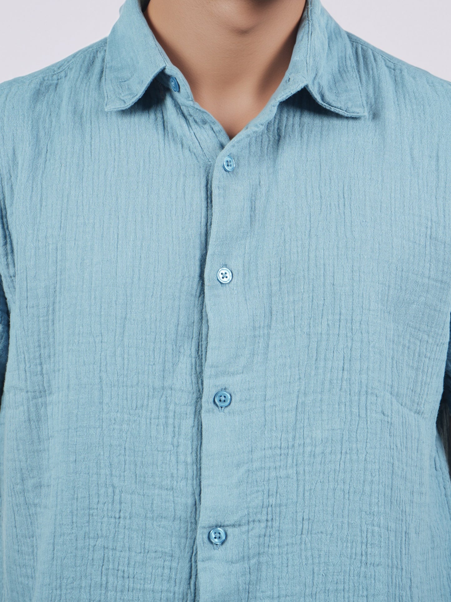 Celio* Men Blue Solid Regular Fit Cotton Shirts