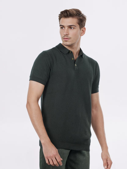 Celio* Men Olive Solid Regular Fit Cotton T-Shirt