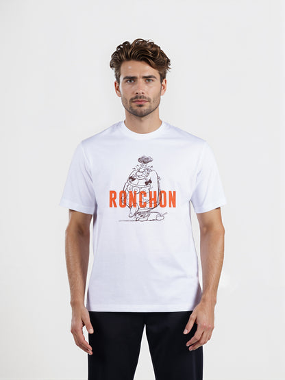 Celio* Men White Printed Boxy Fit Cotton Tshirt