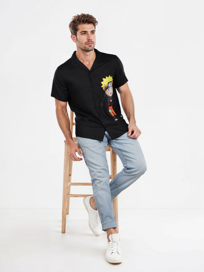 Celio* Naruto Regular Fit Viscose Black Shirt
