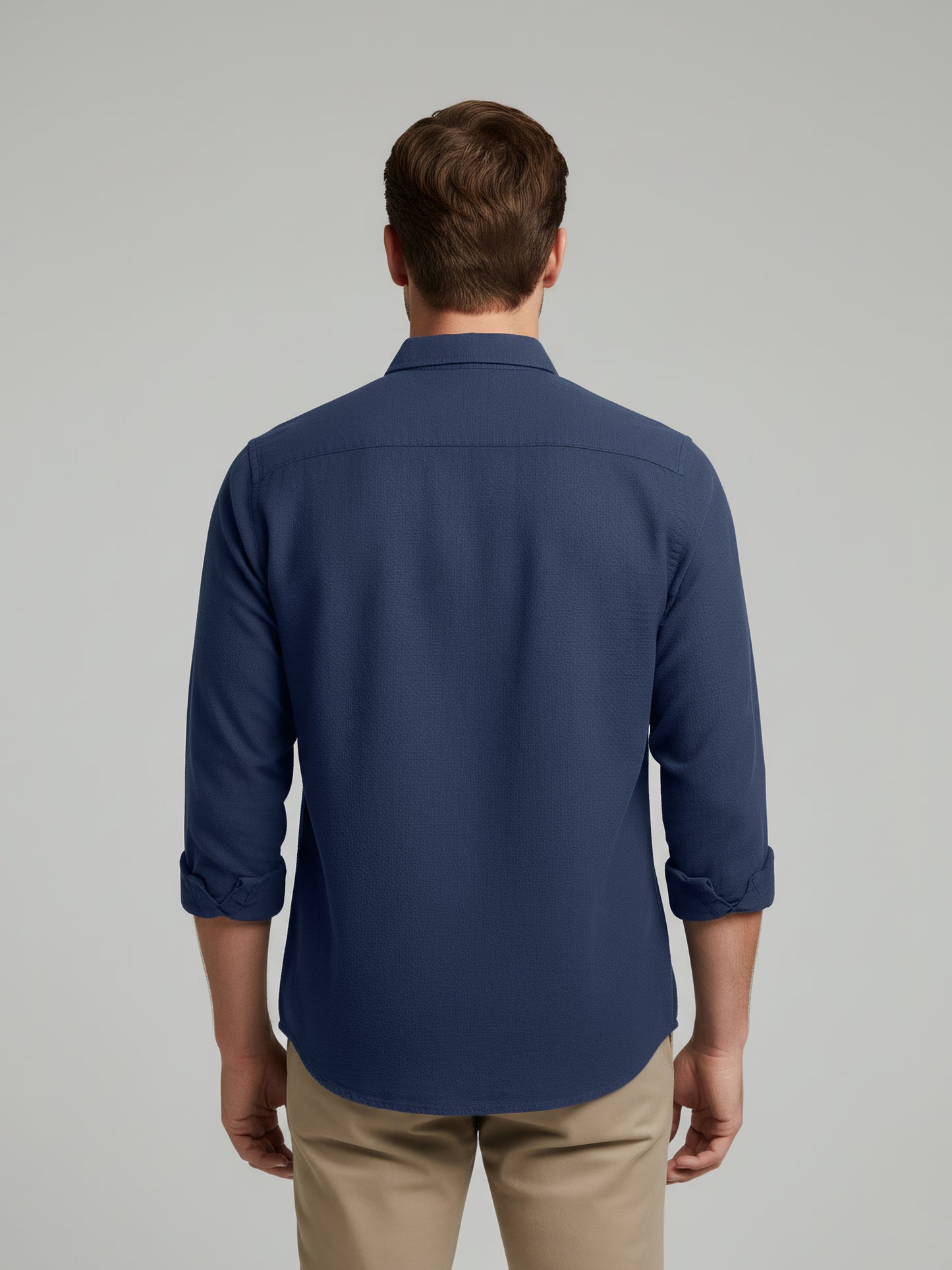 Celio* Men Blue Solid Regular Fit Linen Shirts