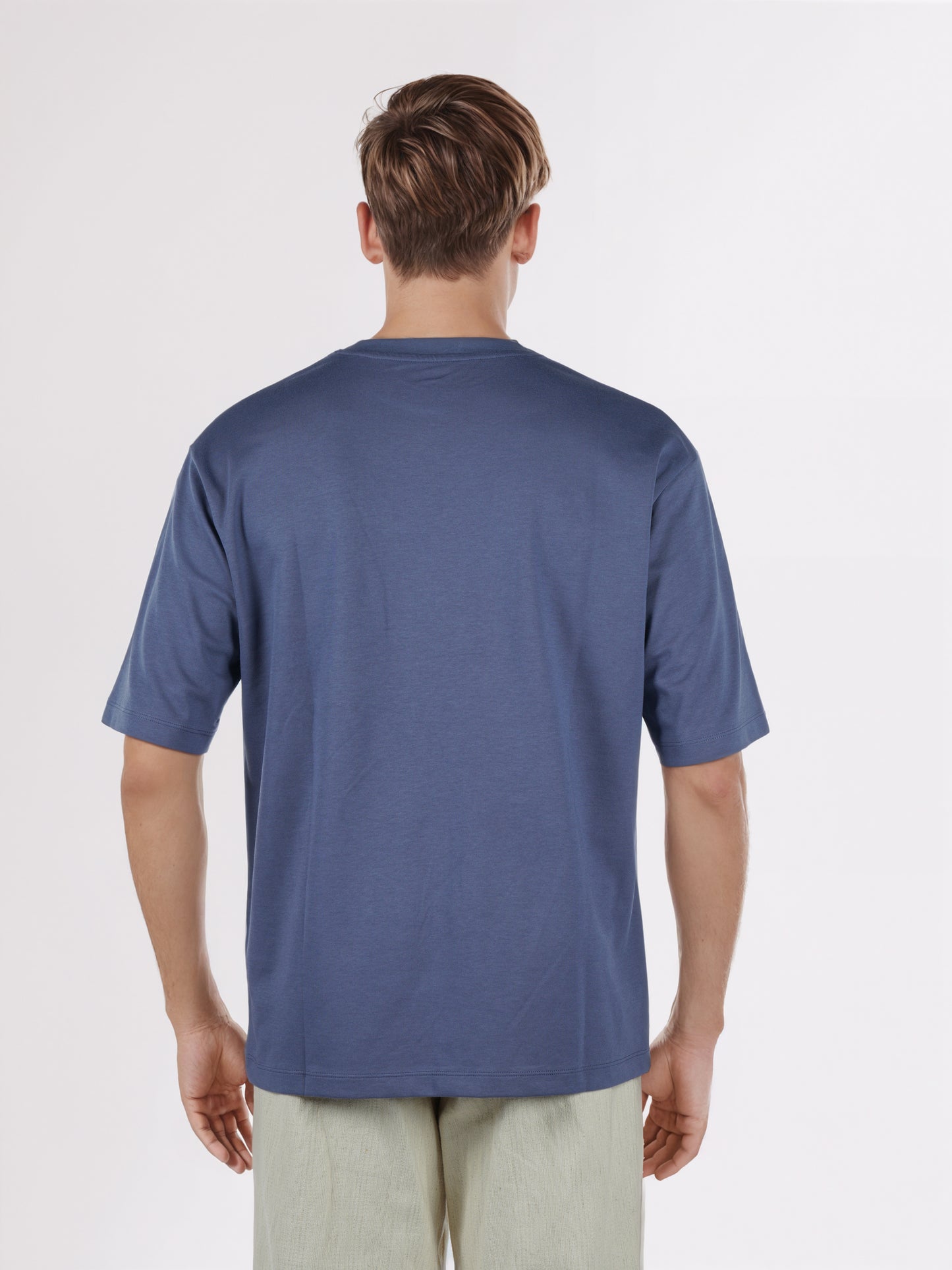 Celio* Men Blue Solid Oversized Cotton-Blend T-Shirts