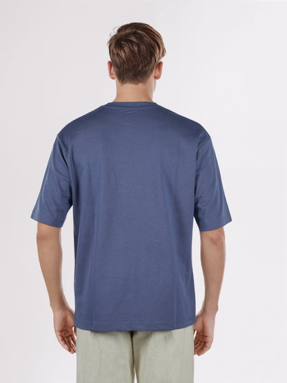Celio* Men Blue Solid Oversized Cotton-Blend T-Shirts