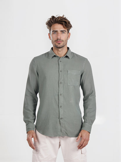 Celio* Men Green Solid Regular Fit Cotton Shirt