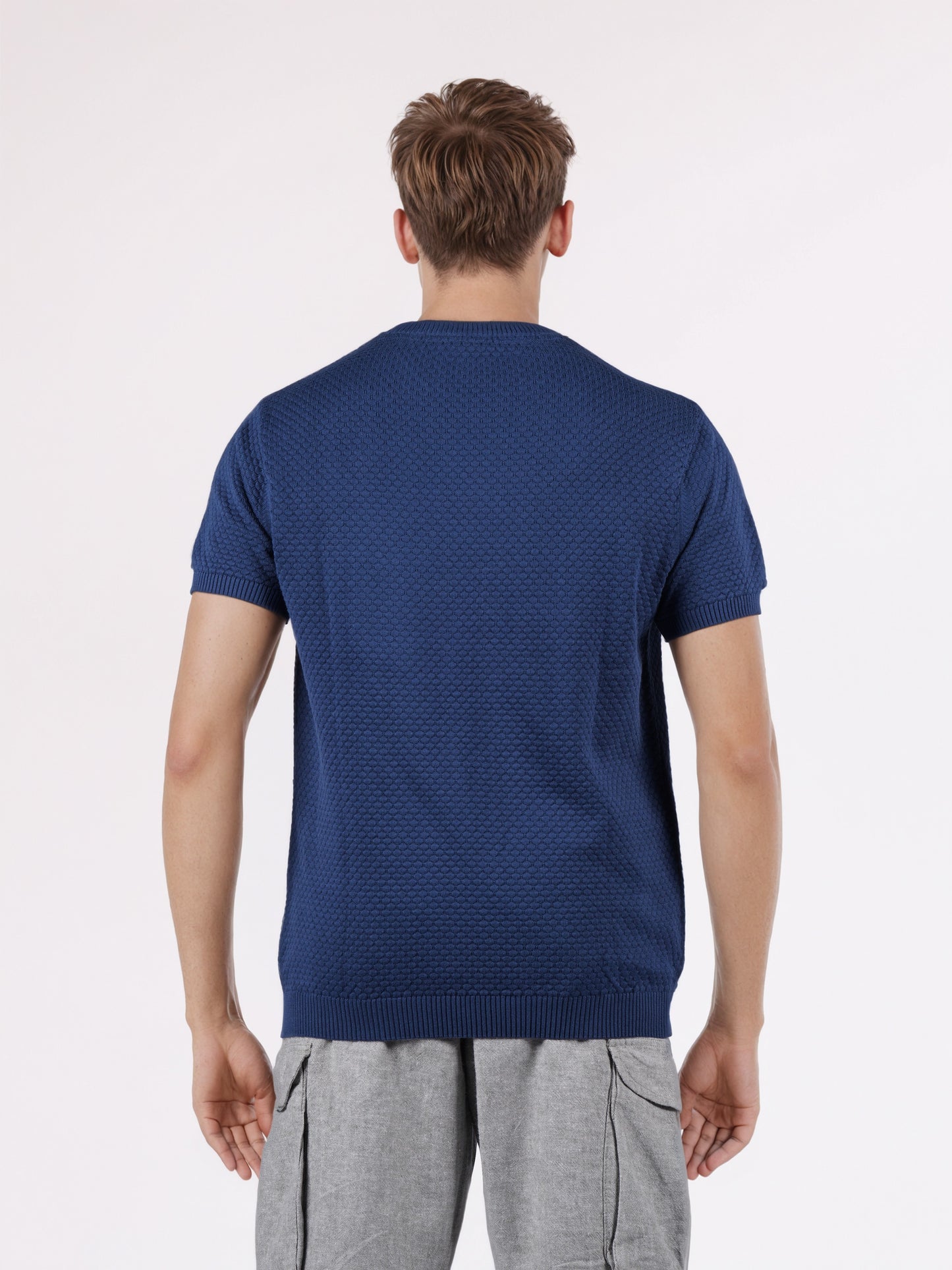 Celio* Men Blue Solid Regular Fit Cotton T-Shirts