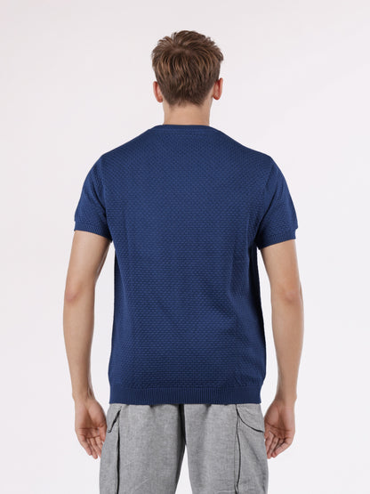 Celio* Men Blue Solid Regular Fit Cotton T-Shirts