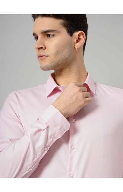 Celio* Solid Regular Fit Cotton Pink Formal Shirt