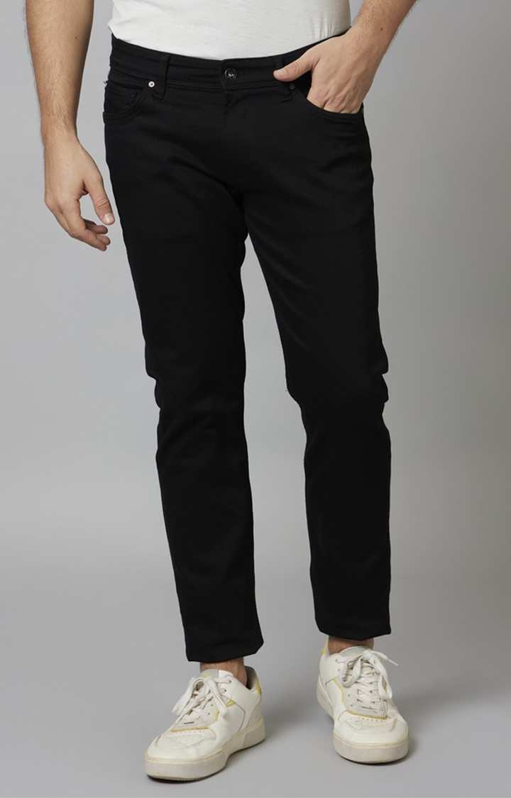 Celio* Black Slim Fit Men Solid Cotton Blend Jeans
