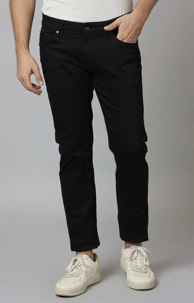 Celio* Cotton-Blend Straight Slim Fit Black Jean