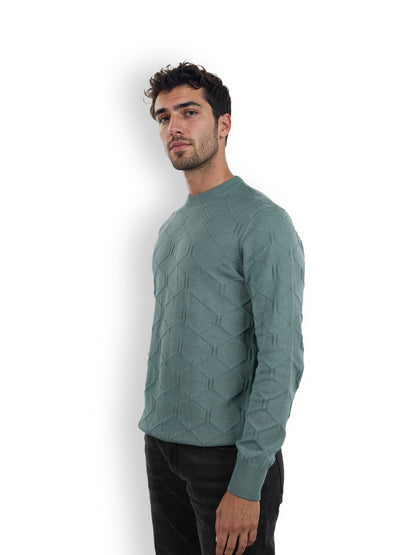 Green Solid Cotton Sweater