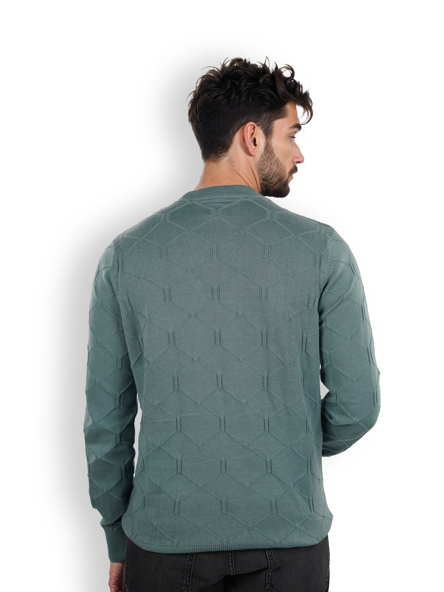 Green Solid Cotton Sweater