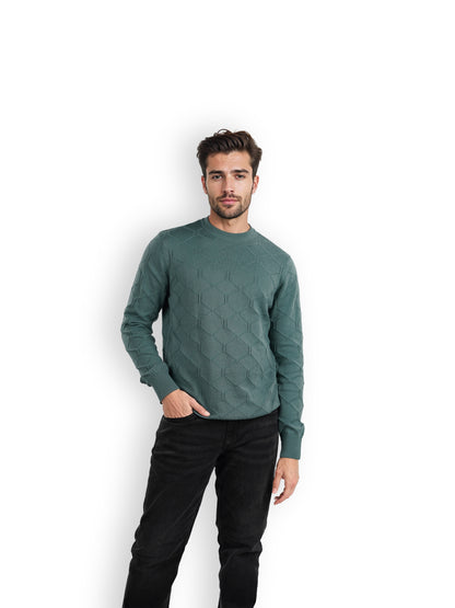 Green Solid Cotton Sweater