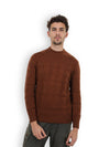 Celio* Solid Regular Fit Cotton Brown Sweater