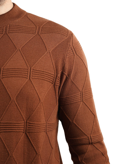 Brown Solid Cotton Sweater