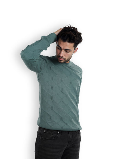 Green Solid Cotton Sweater