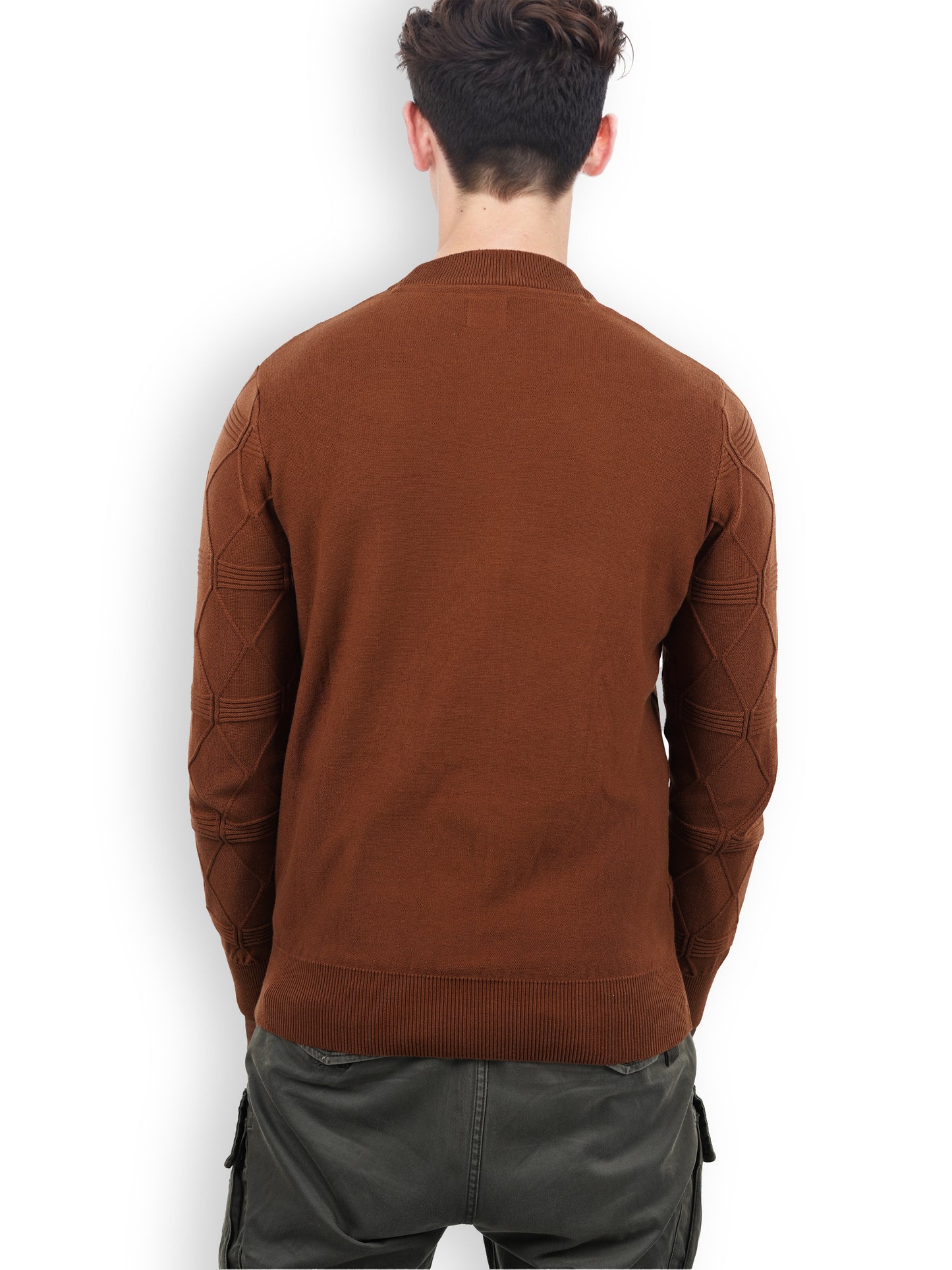 Brown Solid Cotton Sweater