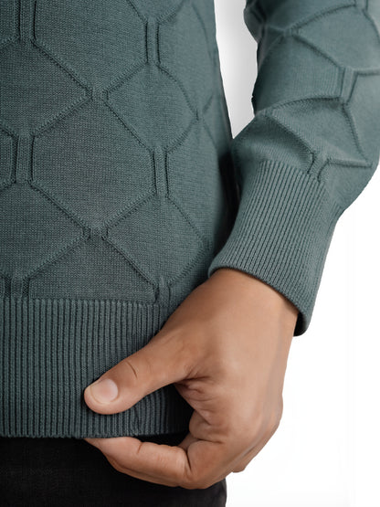 Green Solid Cotton Sweater